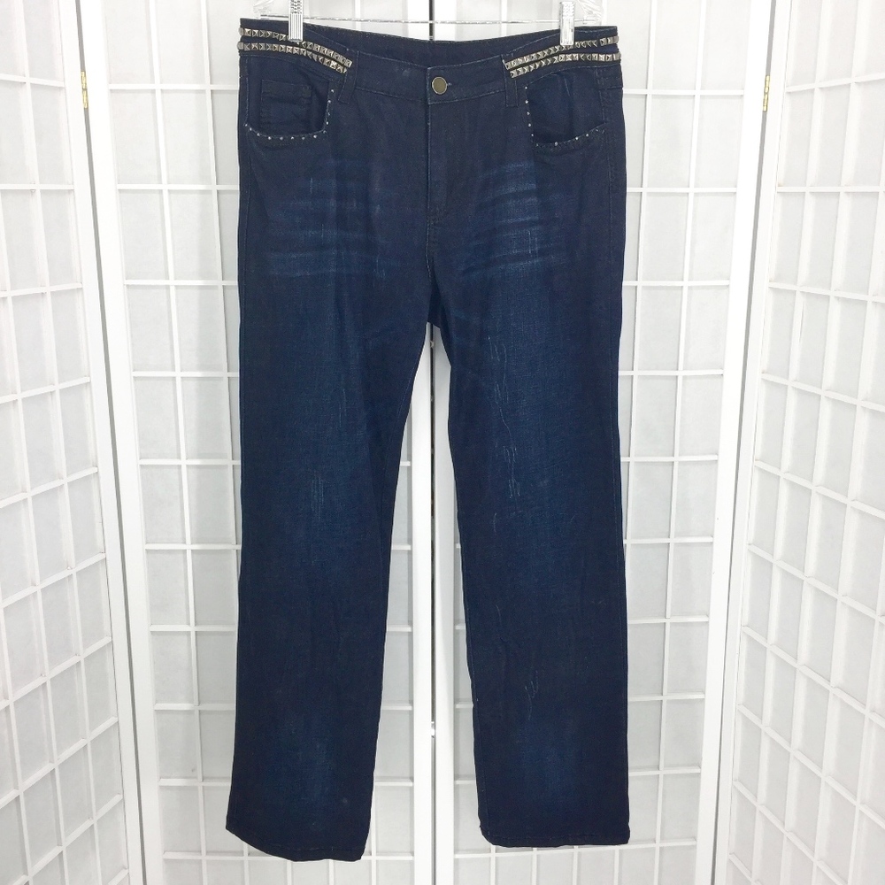 Simon Chang Women's Embellished Blue Denim Jeans